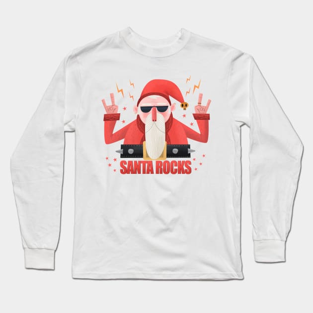 Santa Rocks Long Sleeve T-Shirt by Luis San Vicente 